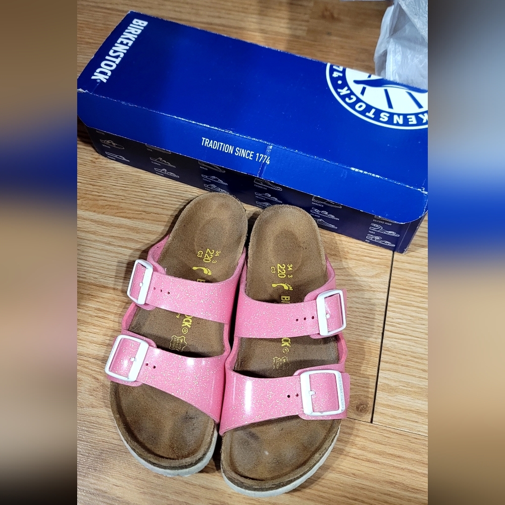 Birkenstock Arizona Kids Glittery Magic Galaxy Pink Sandals Junior US2